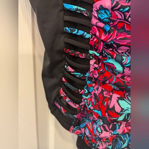 NWT Swimsuits For All Plus Sz 20 Ruched Underwire One Piece black flora Swimsuit - Picture 11 of 13